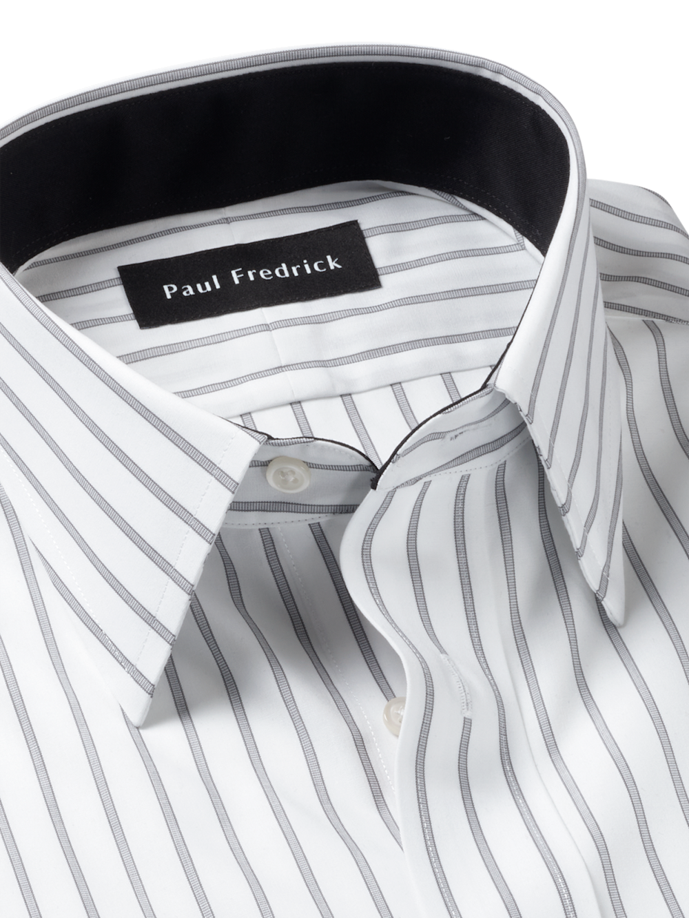 Non-Iron Cotton Stripe Dress Shirt With Contrast Trim - Black Slim Fit / 18 / 34 Non-Iron Cotton Stripe Dress Shirt With Contrast Trim - Black Slim Fit / 18 / 34