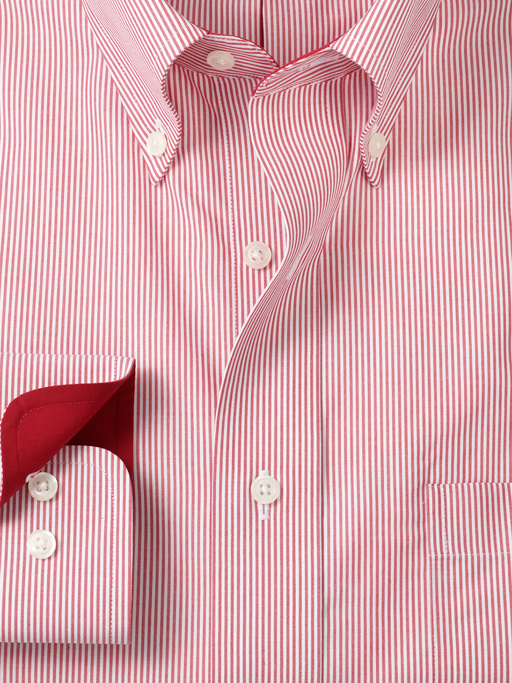 Alternate Image of Non-iron Cotton Stripe Dress Shirt With Contrast Trim-5