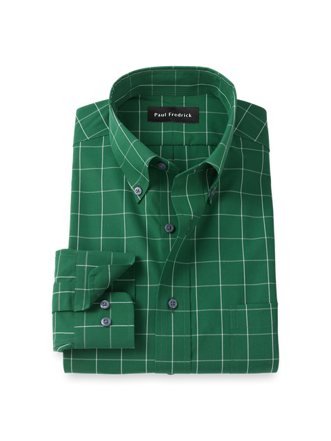 Non-Iron Cotton Windowpane Dress Shirt