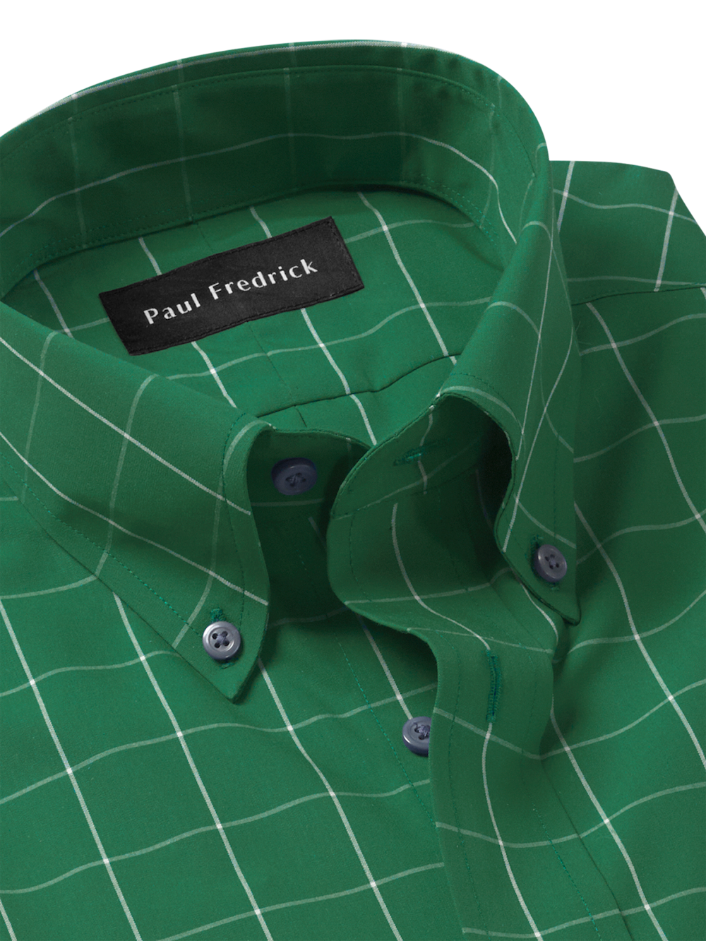 Non-Iron Cotton Windowpane Dress Shirt - Green Slim Fit / 17.5 / 35 Non-Iron Cotton Windowpane Dress Shirt - Green Slim Fit / 17.5 / 35