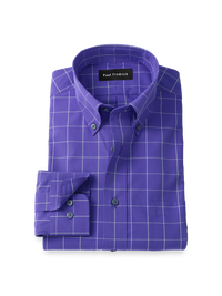 Non-Iron Cotton Windowpane Dress Shirt - Purple