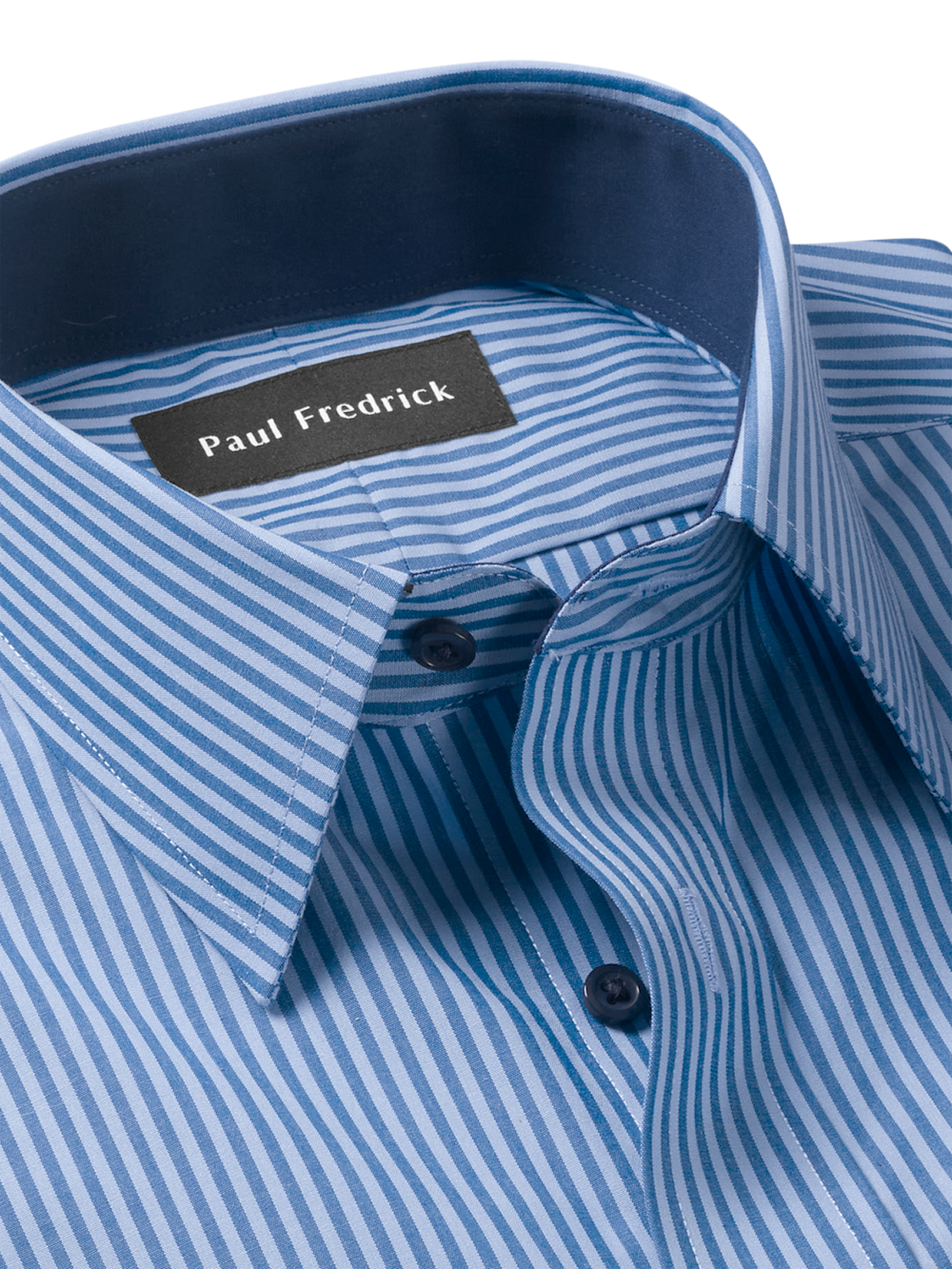 paul fredrick men's classic fit non-iron cotton stripe dress shirt Non-Iron Cotton Stripe Dress Shirt With Contrast Trim