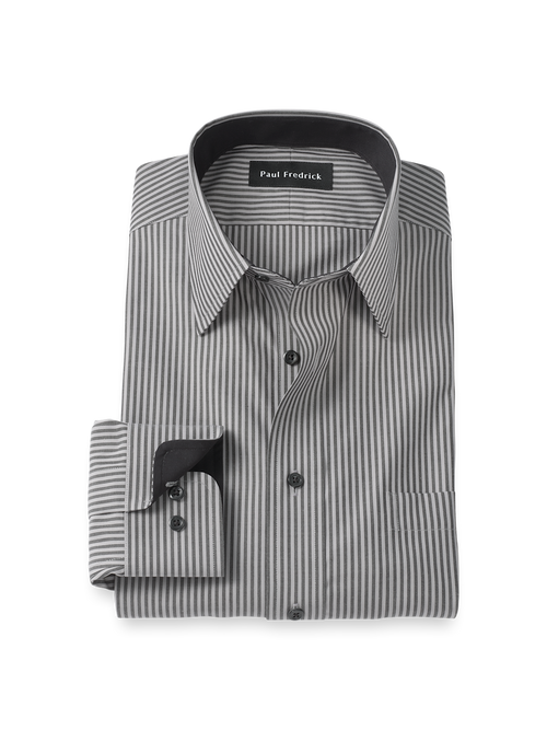 Non-Iron Cotton Stripe Dress Shirt With Contrast Trim  display picture 2