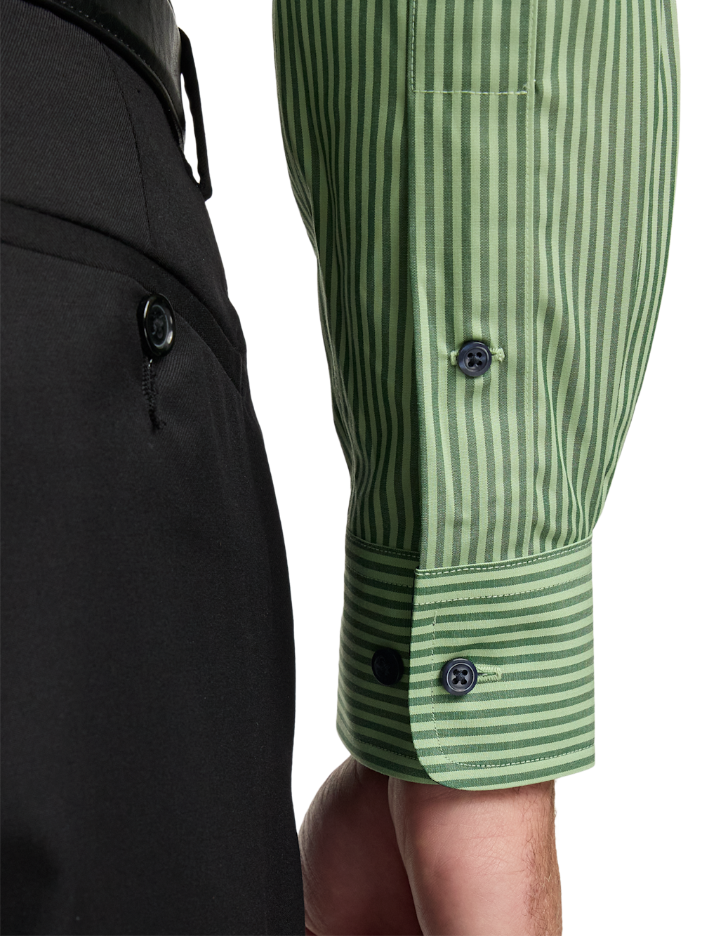 Non-Iron Cotton Stripe Dress Shirt With Contrast Trim