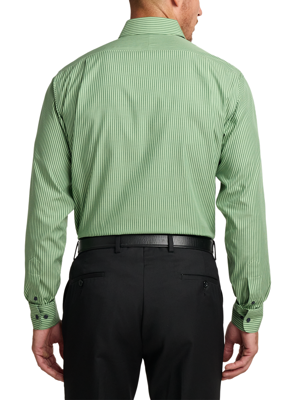 Non-Iron Cotton Stripe Dress Shirt With Contrast Trim