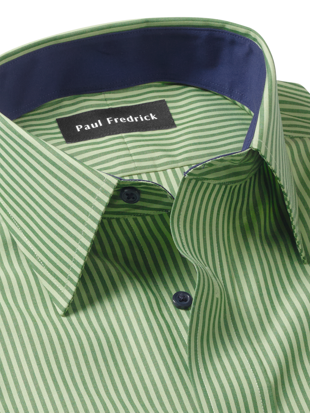 Non-Iron Cotton Stripe Dress Shirt With Contrast Trim