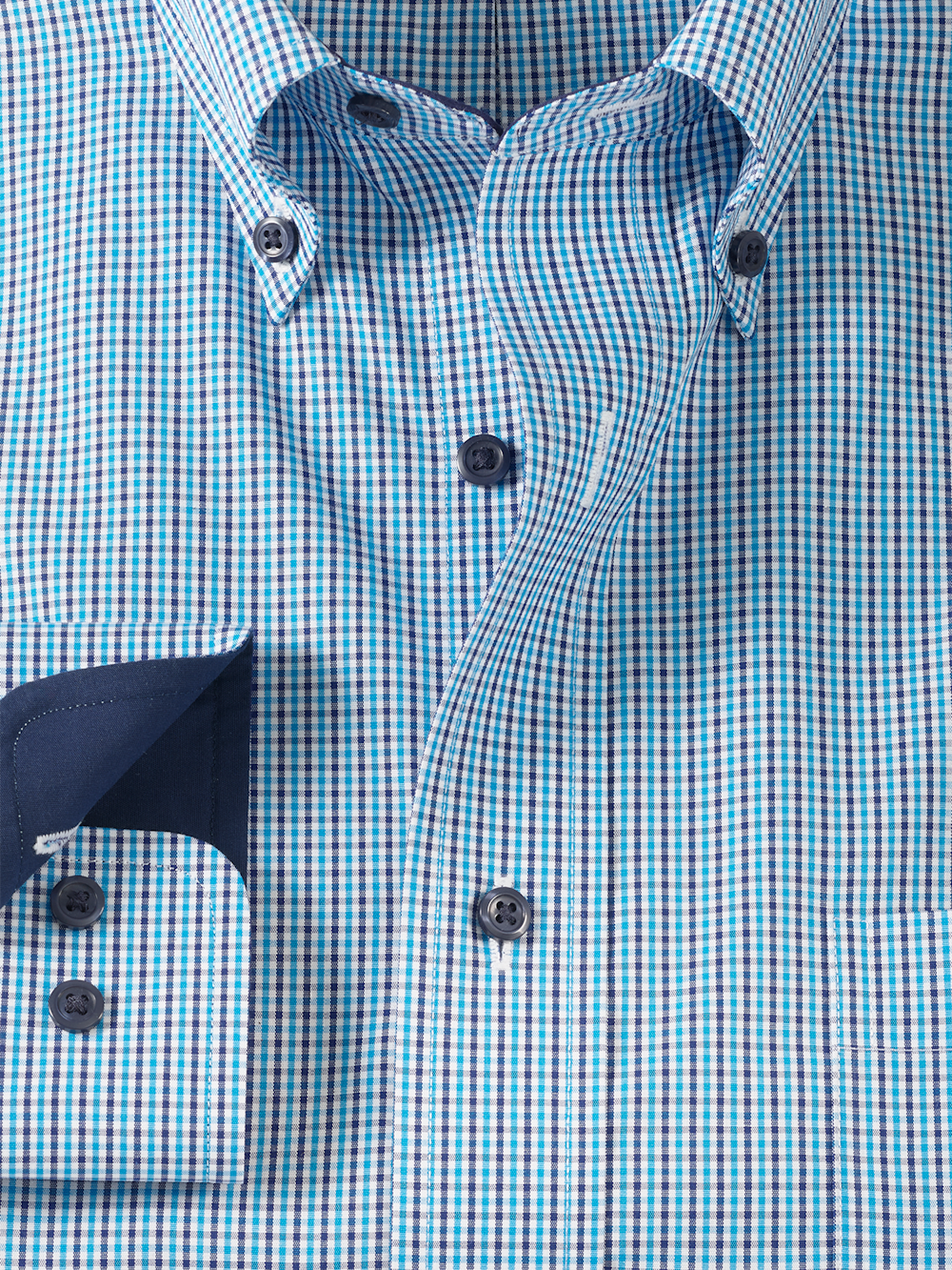 Alternate Image of Non-iron Cotton Check Dress Shirt With Contrast Trim-5
