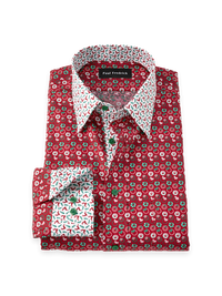 Non-Iron Cotton Novelty Point Collar Dress Shirt With Contrast Trim - Multi