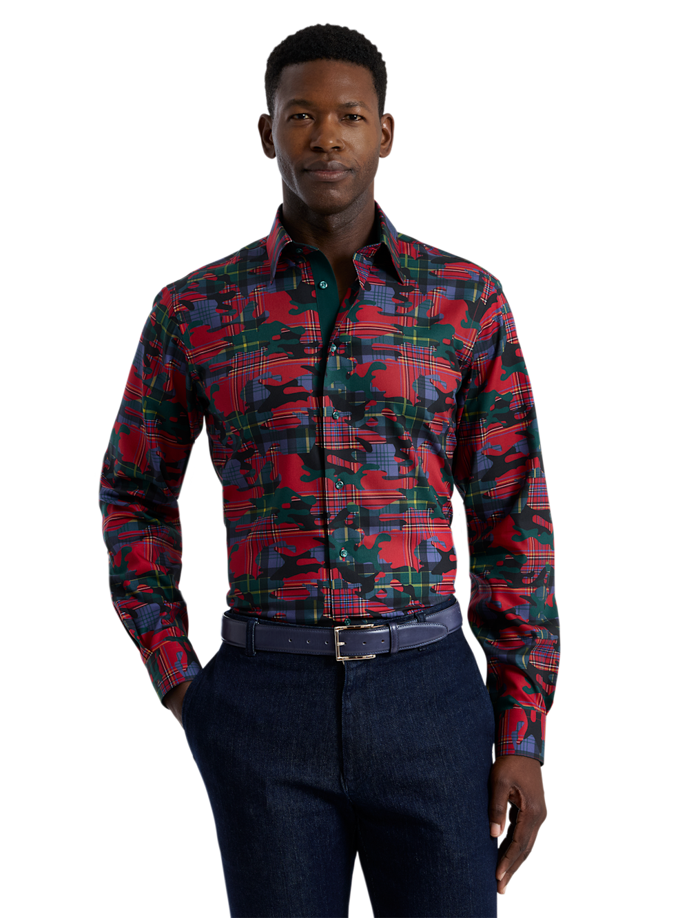 Alternate Shot of Men's red/green  Shirts  - 1