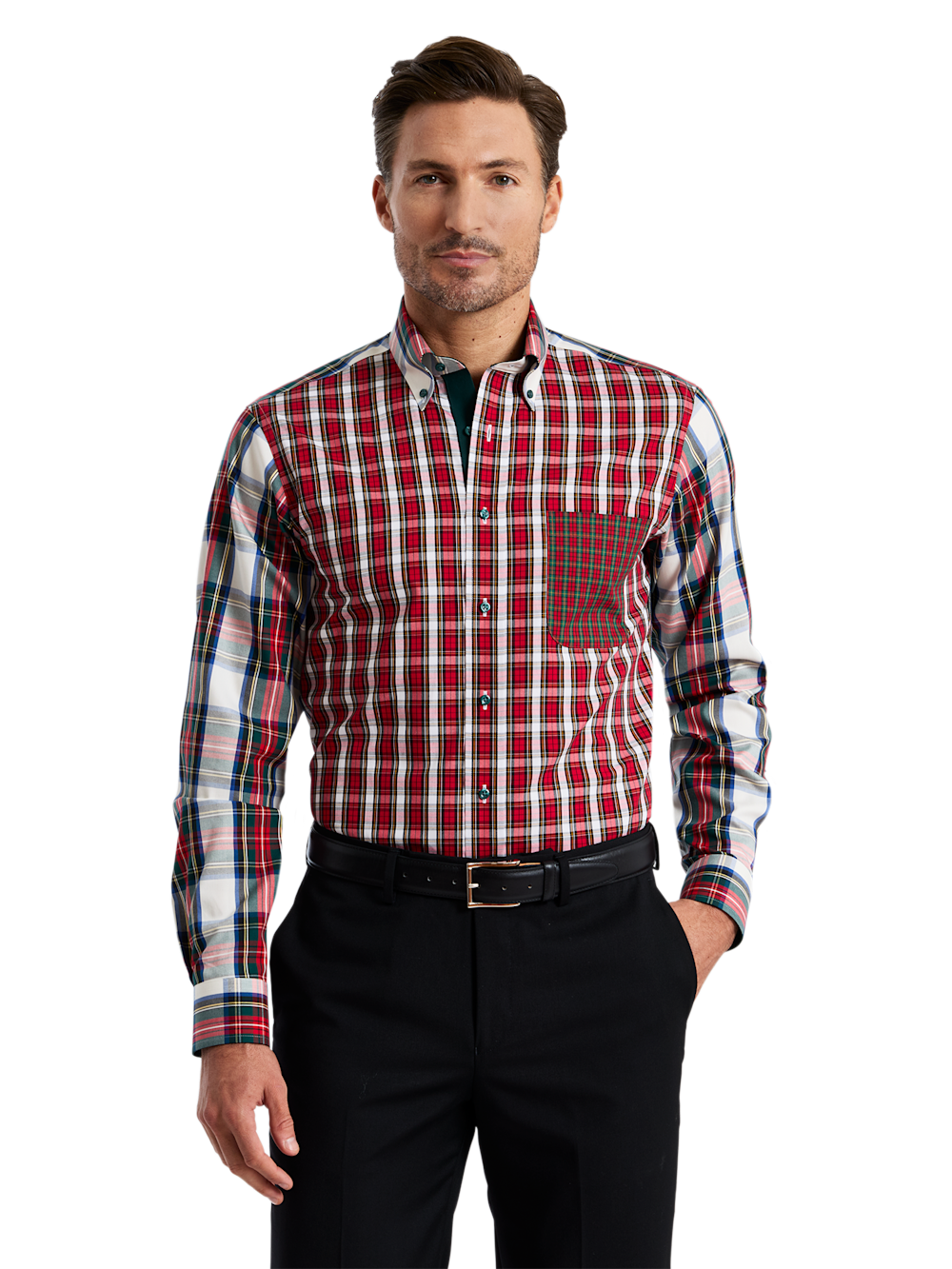 Alternate Shot of Men's red/green  Shirts 