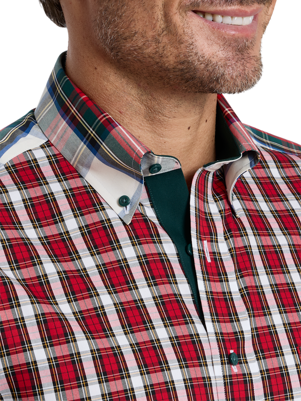 Alternate Shot of Men's red/green  Shirts  - 2