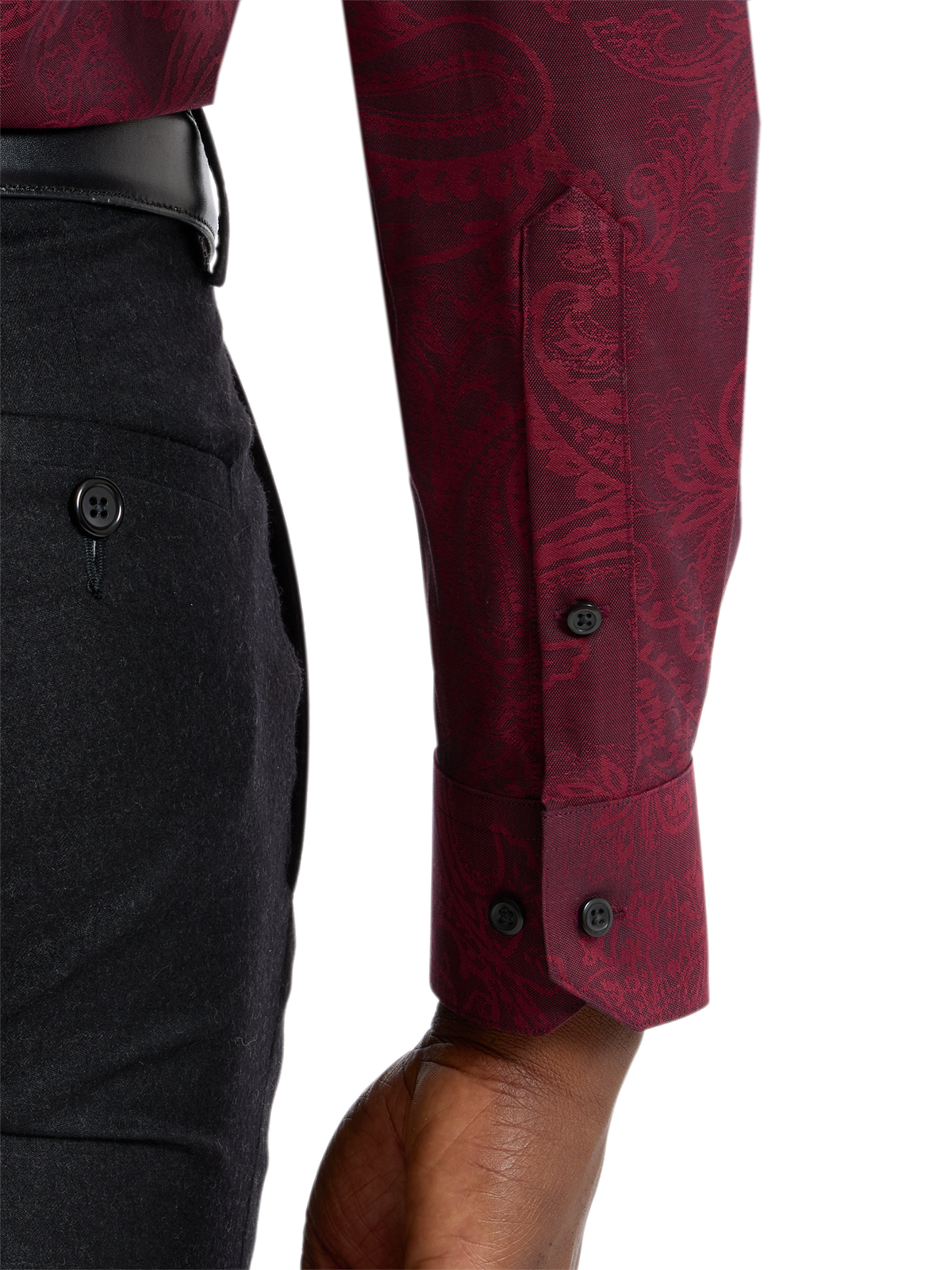 Alternate Shot of Men's burgundy  Shirts  - 3