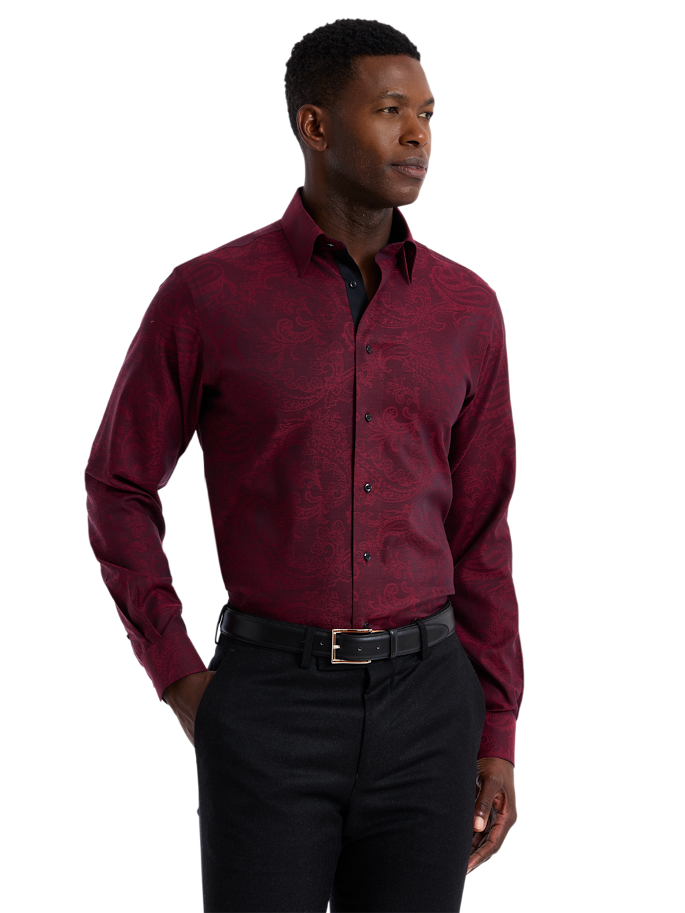 Alternate Shot of Men's burgundy  Shirts  - 1