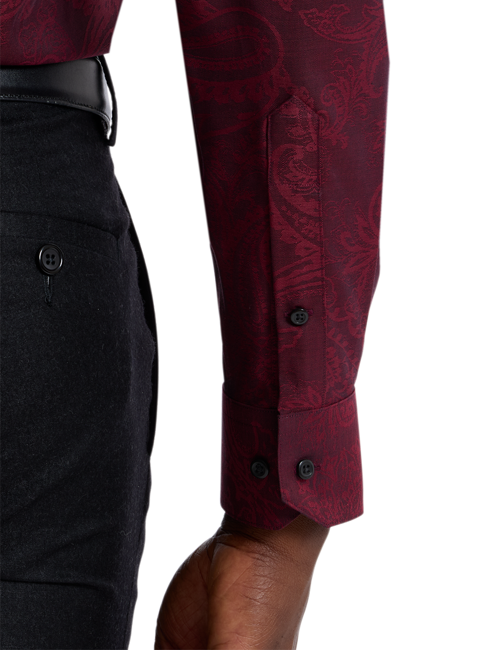 Alternate Shot of Men's burgundy  Shirts  - 3