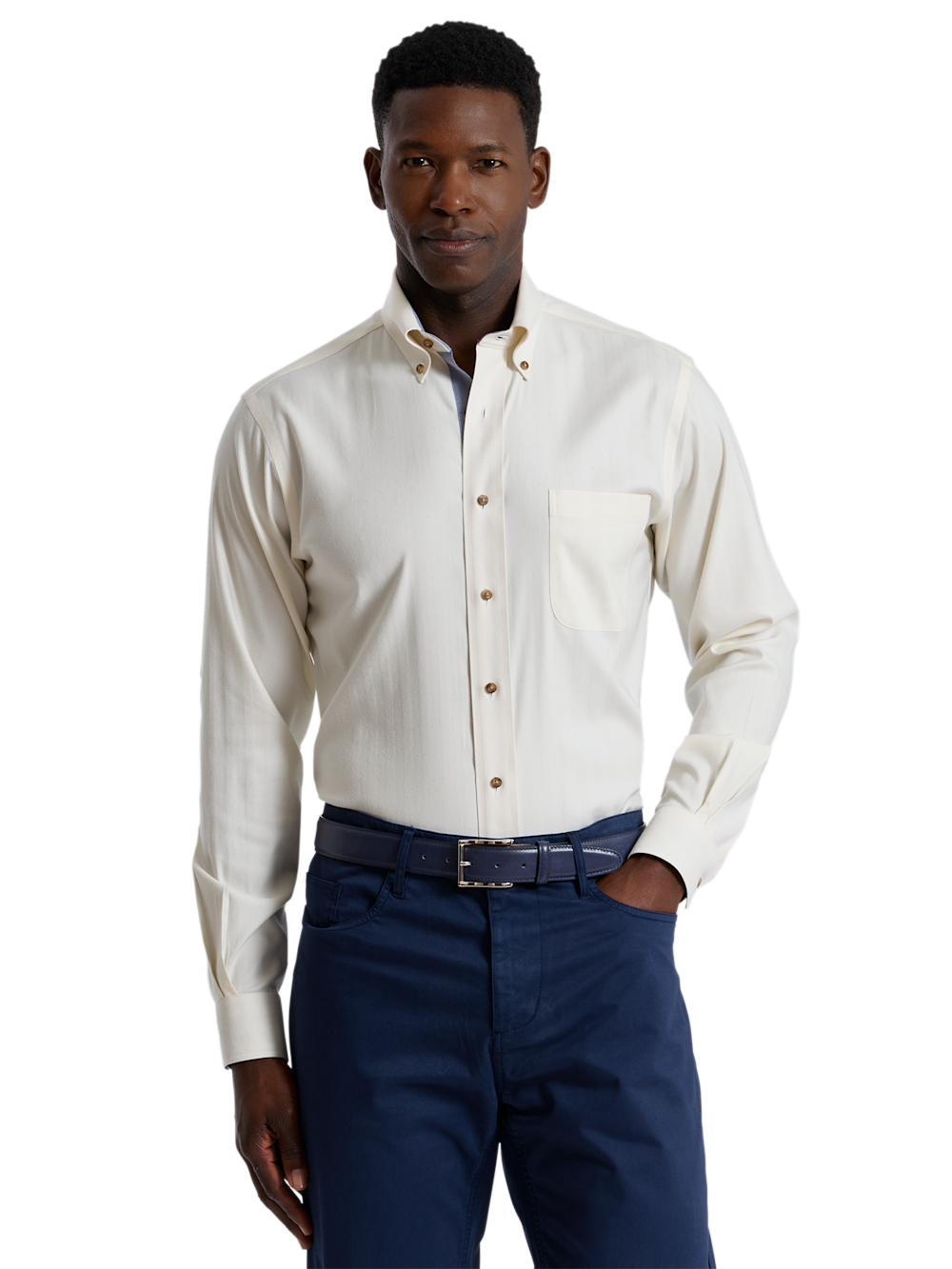 Alternate Shot of Men's winter white  Shirts  - 1