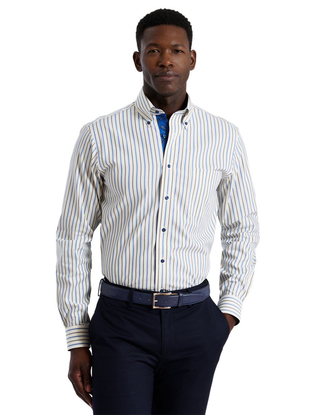 Alternate Shot of Men's white/cobalt  Shirts  - 1
