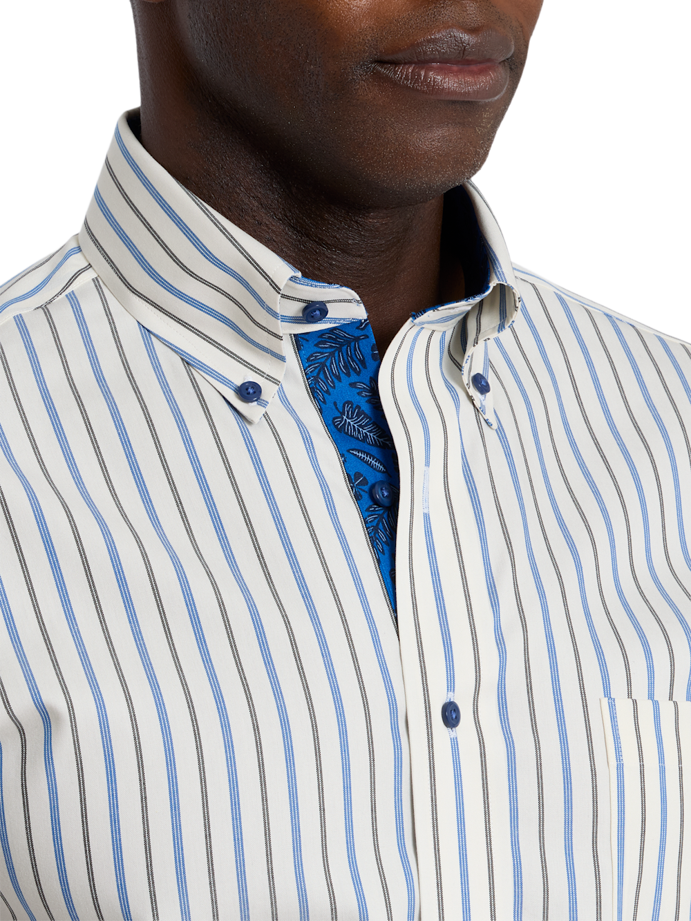 Alternate Shot of Men's white/cobalt  Shirts  - 2
