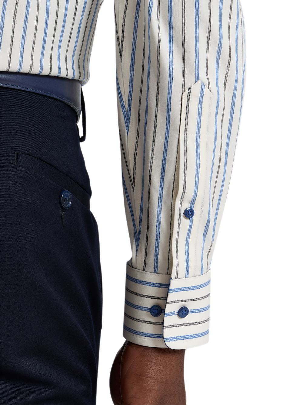 Alternate Shot of Men's white/cobalt  Shirts  - 3