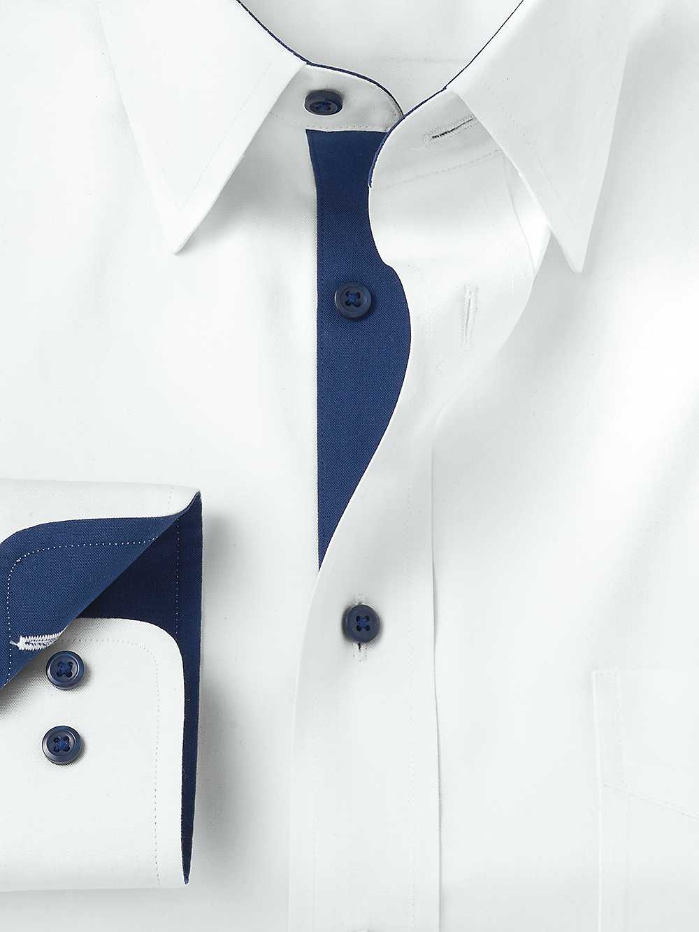 Alternate Image of Non-iron Cotton Solid Dress Shirt With Contrast Trim-1