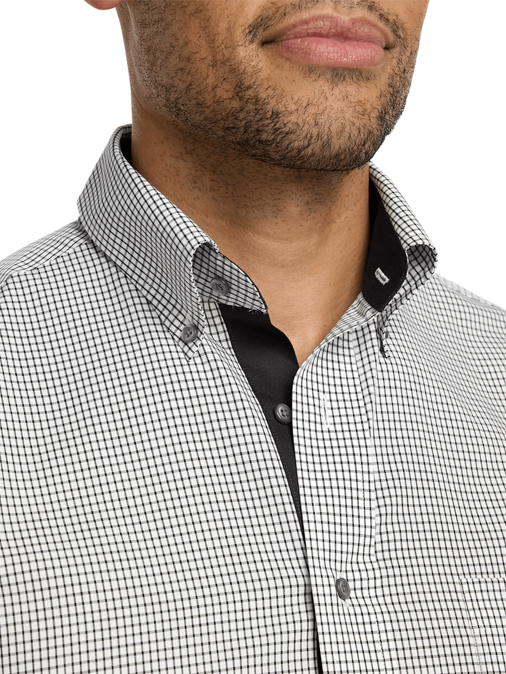 black white checkered dress shirt Black Gingham Seersucker Button Front Short Sleeve Shirt Black / S