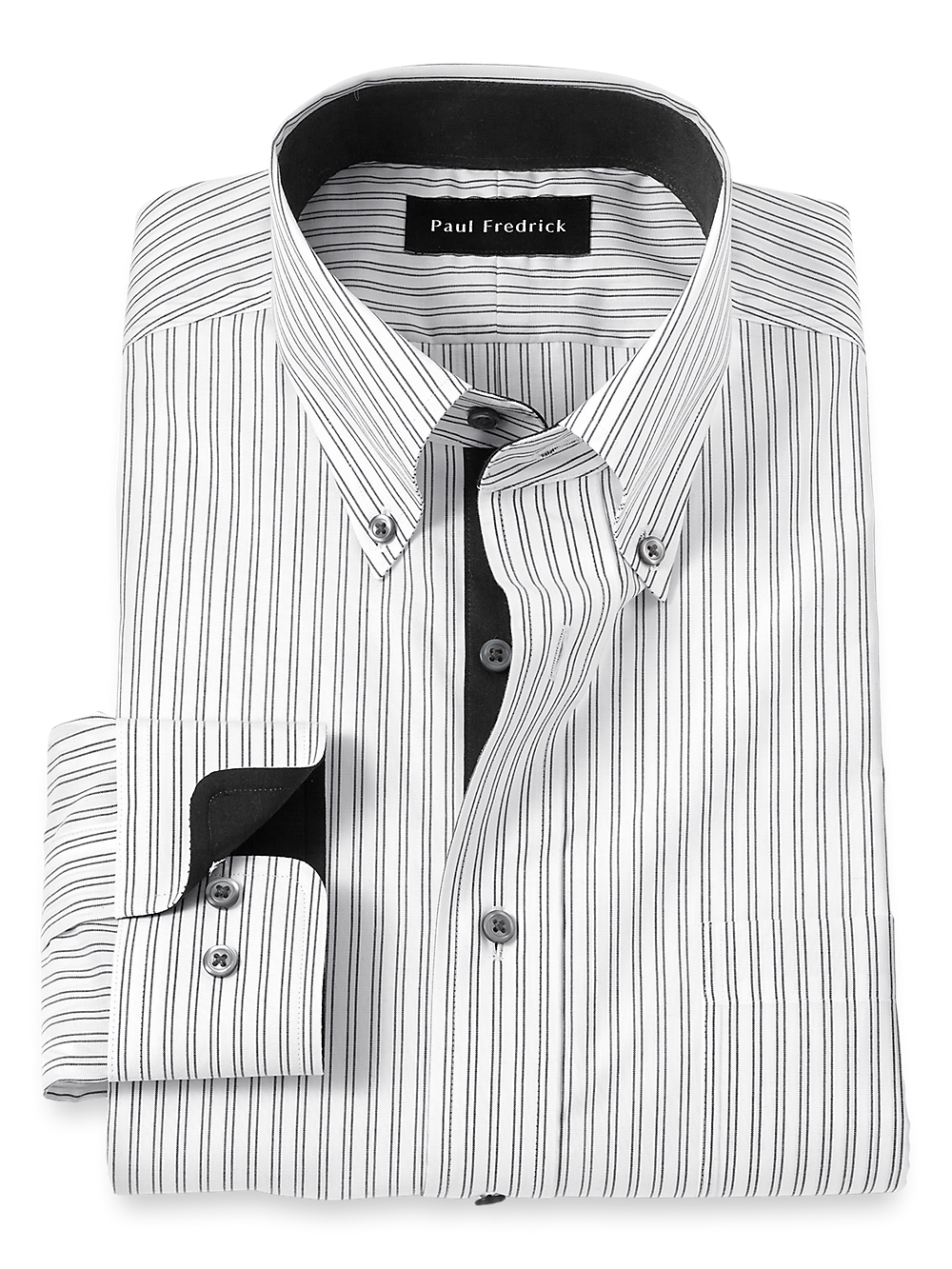 Men s Black and White Striped Dress Shirts Shop Online Paul Fredrick