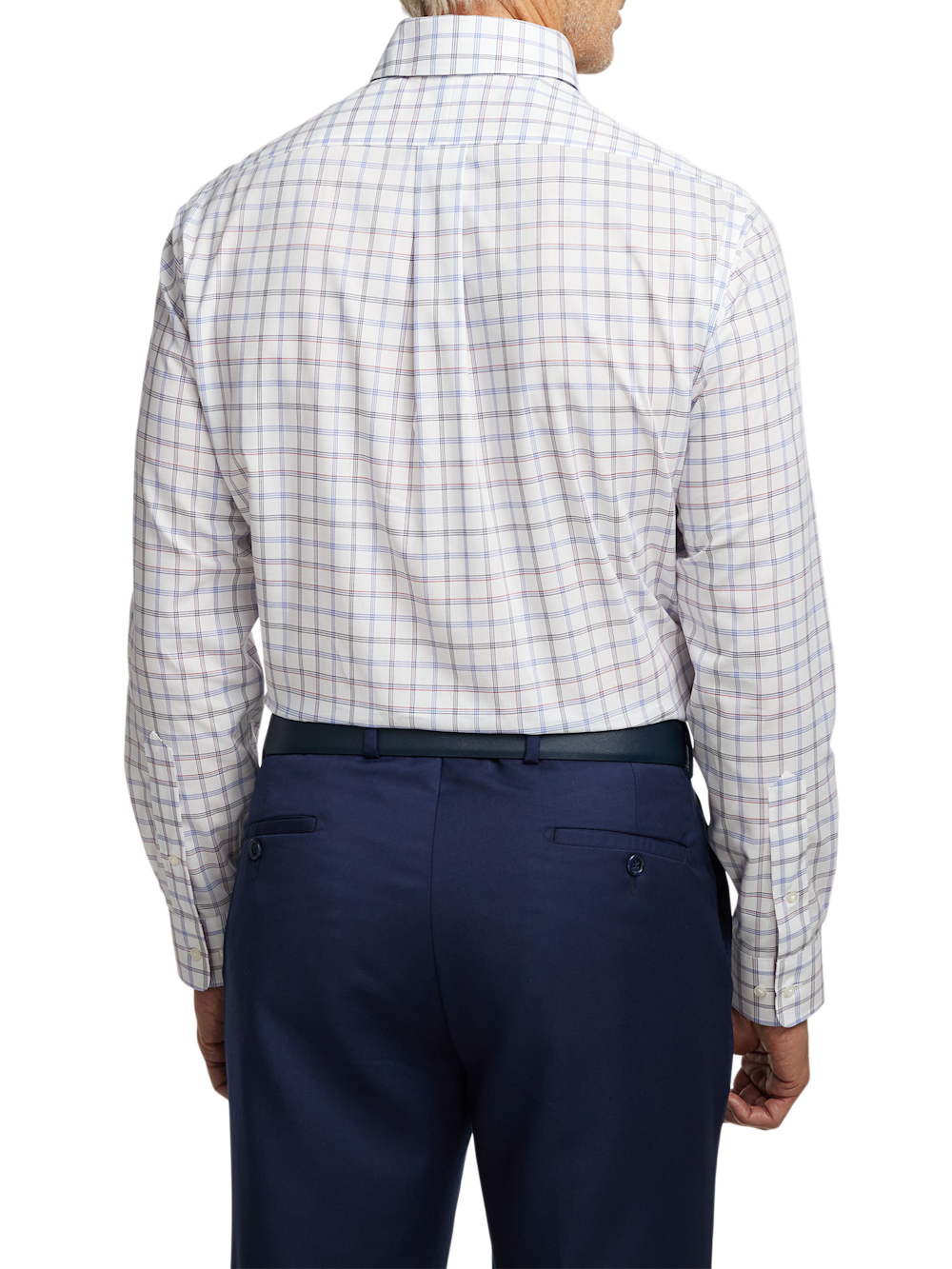 Alternate Shot of Men's Blue/Red Check Shirts Trim Inside Neckband  Inside Cuffs  Button Side Of Placket - 4