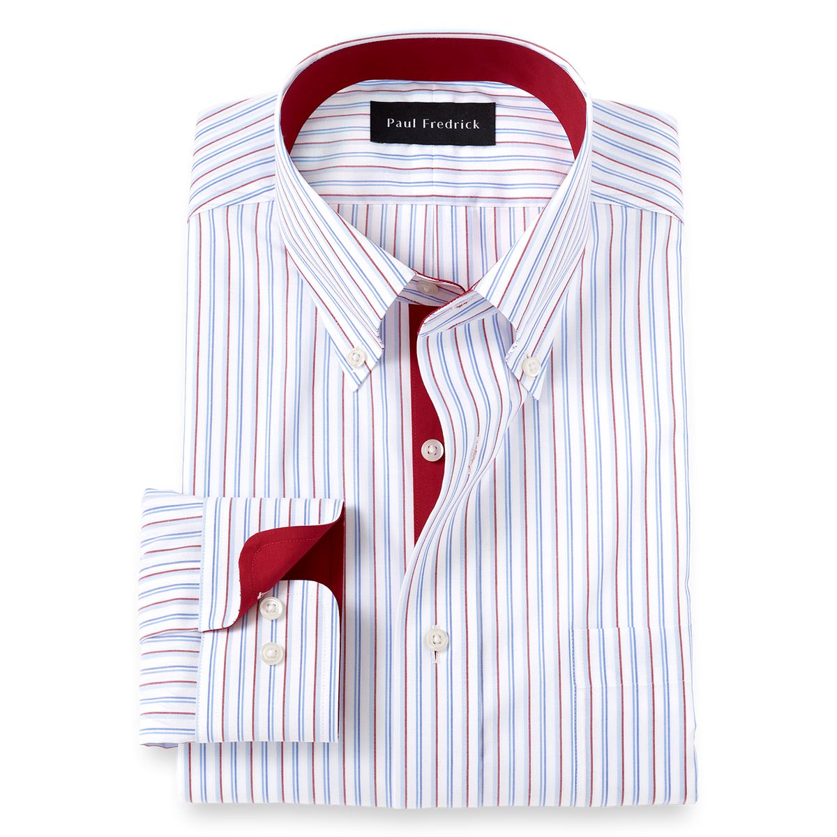 Non-Iron Cotton Stripe Dress Shirt With Contrast Trim