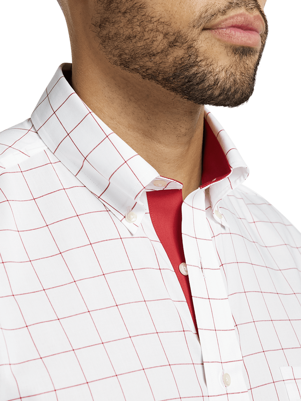 Alternate Image of Non-iron Cotton Windowpane Dress Shirt With Contrast Trim-2