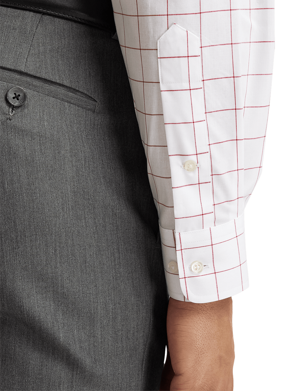 Alternate Image of Non-iron Cotton Windowpane Dress Shirt With Contrast Trim-3