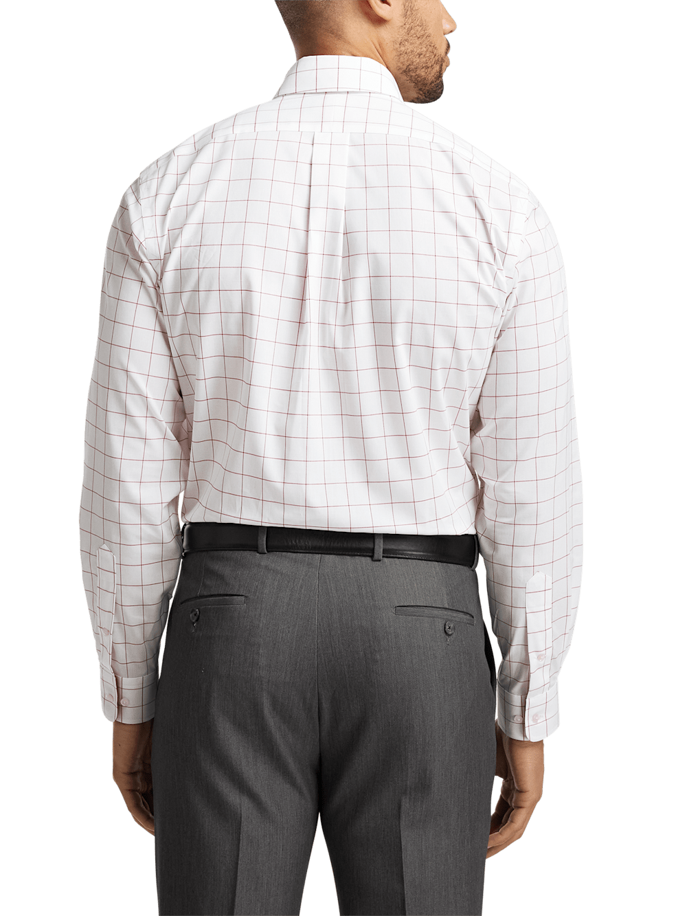 Alternate Image of Non-iron Cotton Windowpane Dress Shirt With Contrast Trim-4