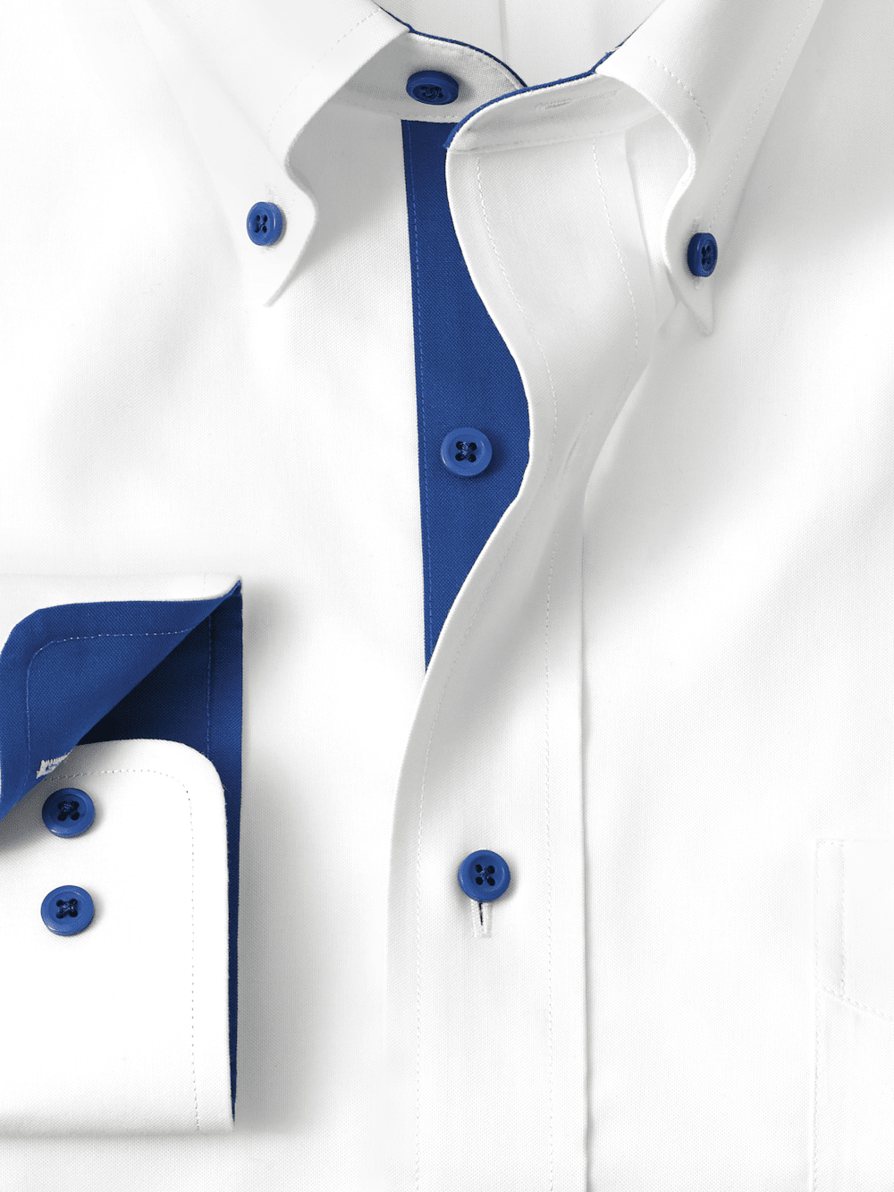 Comfort Stretch Non-Iron Solid Dress Shirt With Contrast Trim - White/cobalt Classic Fit / 19 / 36 Comfort Stretch Non-Iron Solid Dress Shirt With Contrast Trim - White/cobalt Classic Fit / 19 / 36