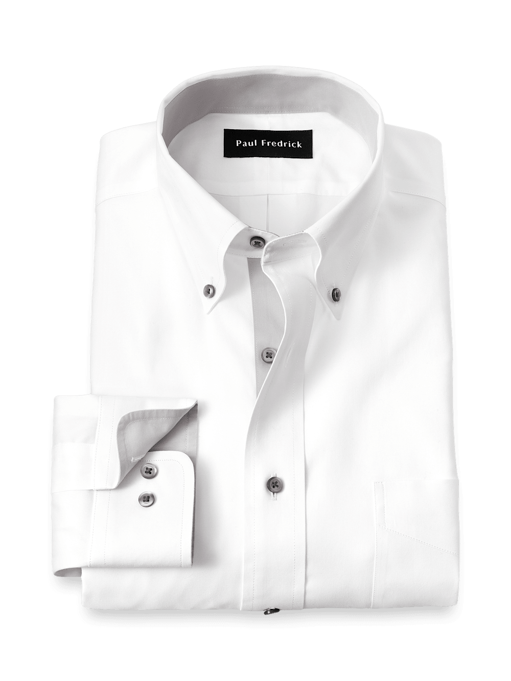 Product Image of Comfort Stretch Non-iron Solid Dress Shirt With Contrast Trim-White/Grey