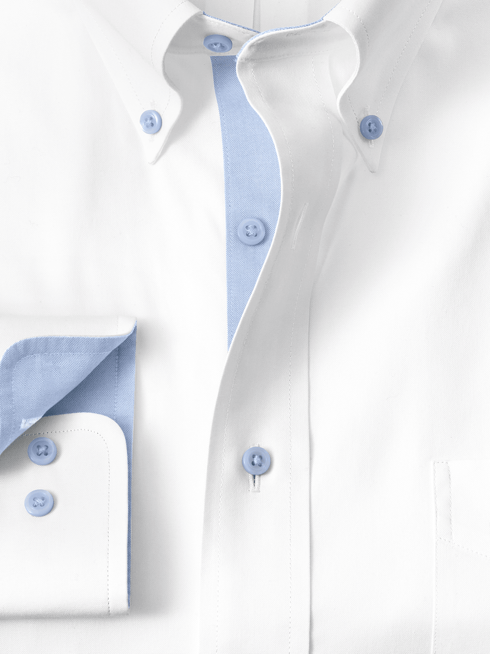 Comfort Stretch Non-Iron Solid Dress Shirt With Contrast Trim - White/blue Classic Fit / 16 / 36 Comfort Stretch Non-Iron Solid Dress Shirt With Contrast Trim - White/blue Classic Fit / 16 / 36