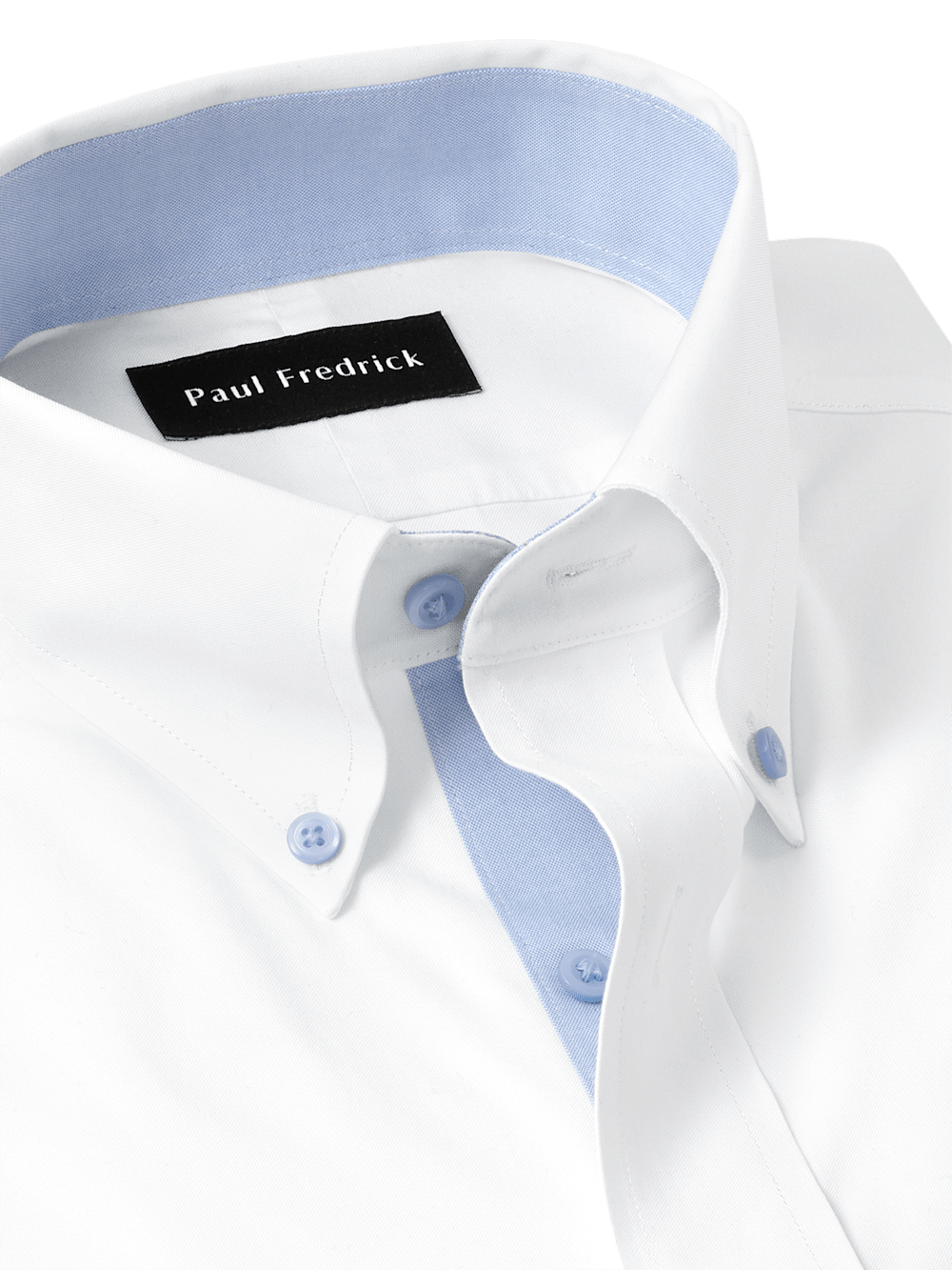 Comfort Stretch Non-Iron Solid Dress Shirt With Contrast Trim - White/blue Classic Fit / 16 / 36 Comfort Stretch Non-Iron Solid Dress Shirt With Contrast Trim - White/blue Classic Fit / 16 / 36