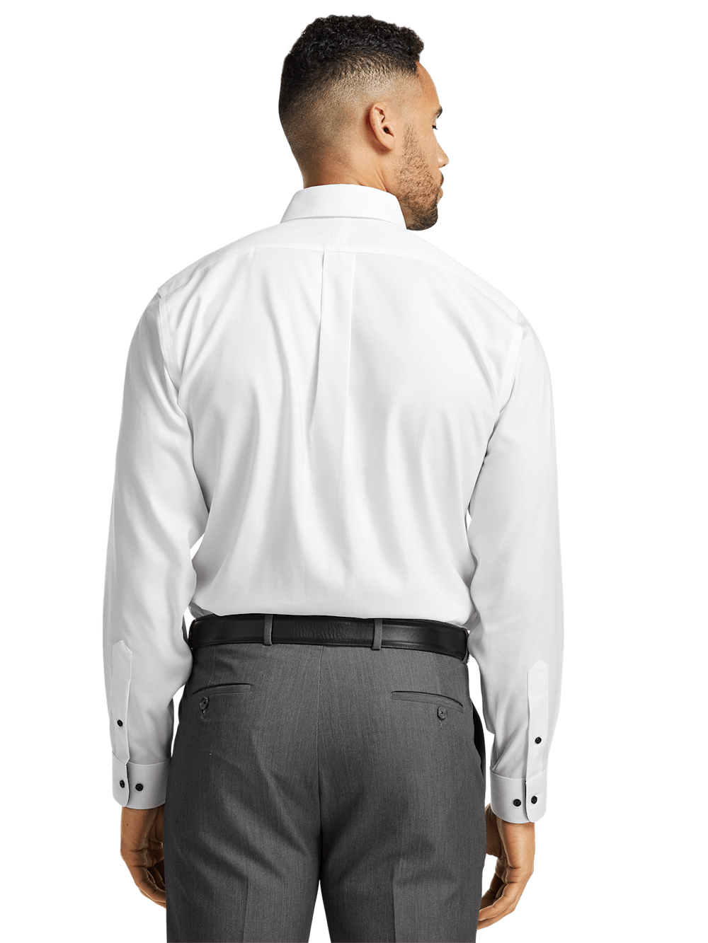 Comfort Stretch Non-Iron Solid Dress Shirt With Contrast Trim