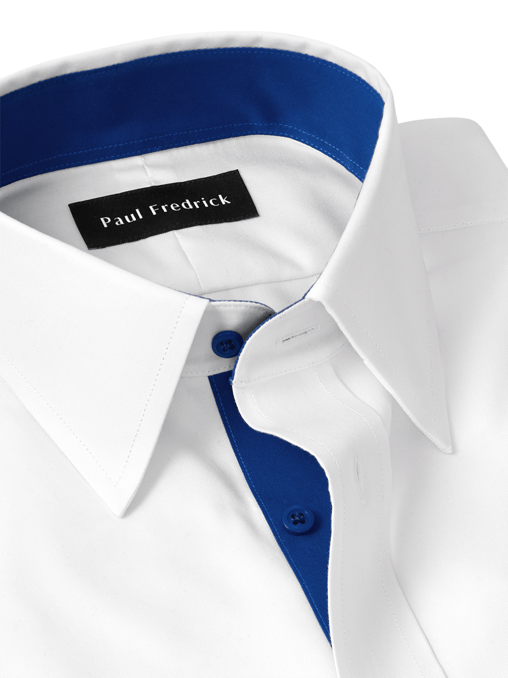 Comfort Stretch Non-Iron Solid Dress Shirt With Contrast Trim - White/cobalt Classic Fit / 20 / 37 Comfort Stretch Non-Iron Solid Dress Shirt With Contrast Trim - White/cobalt Classic Fit / 20 / 37