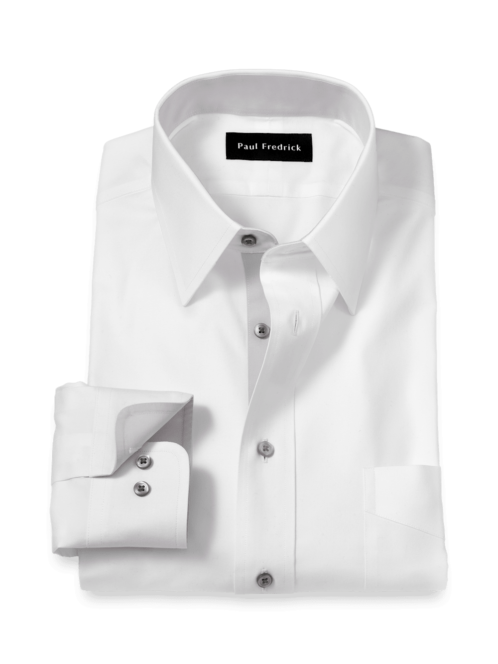 Product Image of Comfort Stretch Non-iron Solid Dress Shirt With Contrast Trim-White/Grey