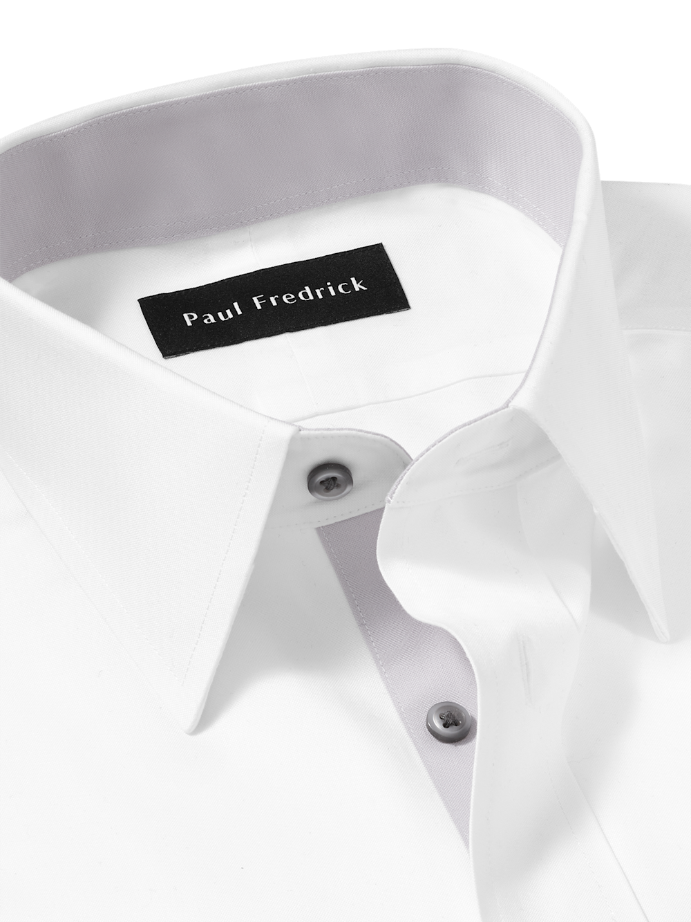 Comfort Stretch Non-Iron Solid Dress Shirt with Contrast Trim - White/Grey Classic Fit / 18 / 37 Comfort Stretch Non-Iron Solid Dress Shirt with Contrast Trim - White/Grey Classic Fit / 18 / 37