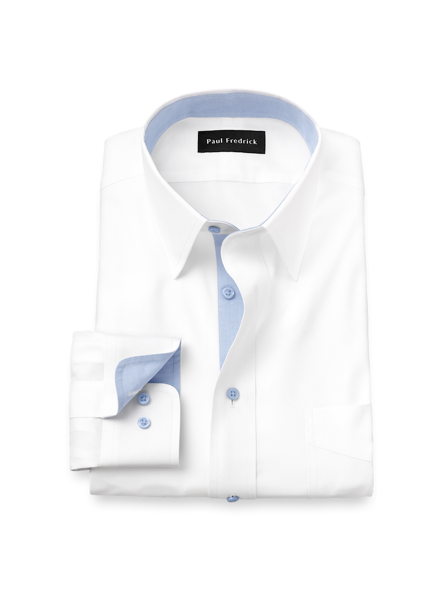 slim fit dress slacks Comfort Stretch Non-Iron Solid Dress Shirt with Contrast Trim
