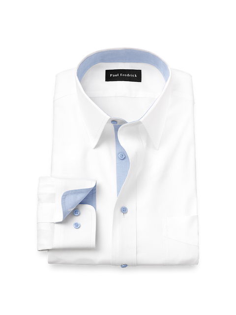 Comfort Stretch Non-Iron Solid Dress Shirt with Contrast Trim