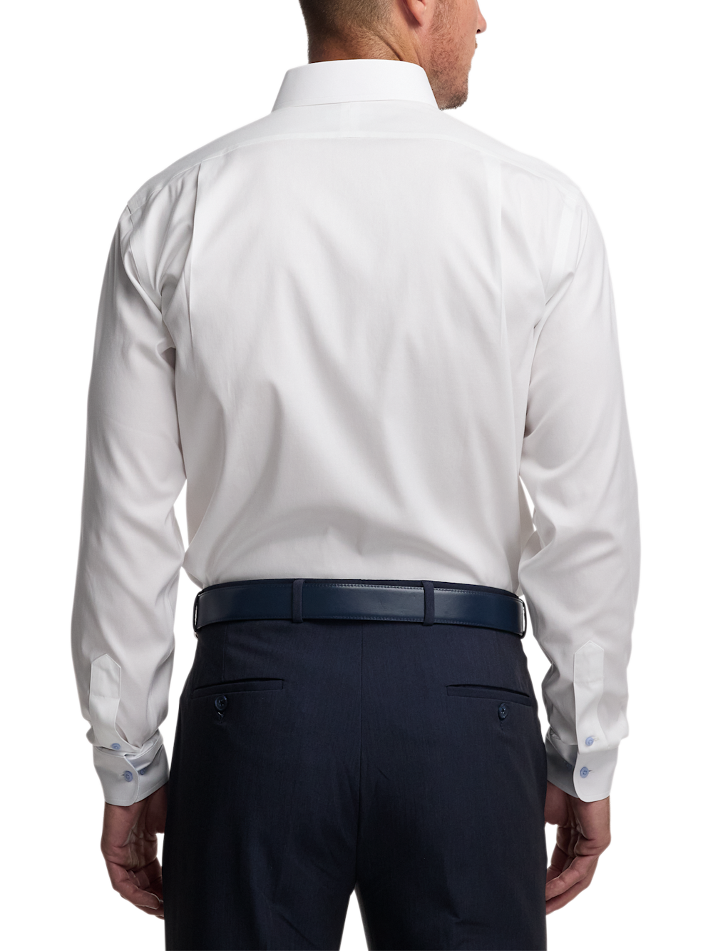 Comfort Stretch Non-Iron Solid Dress Shirt With Contrast Trim