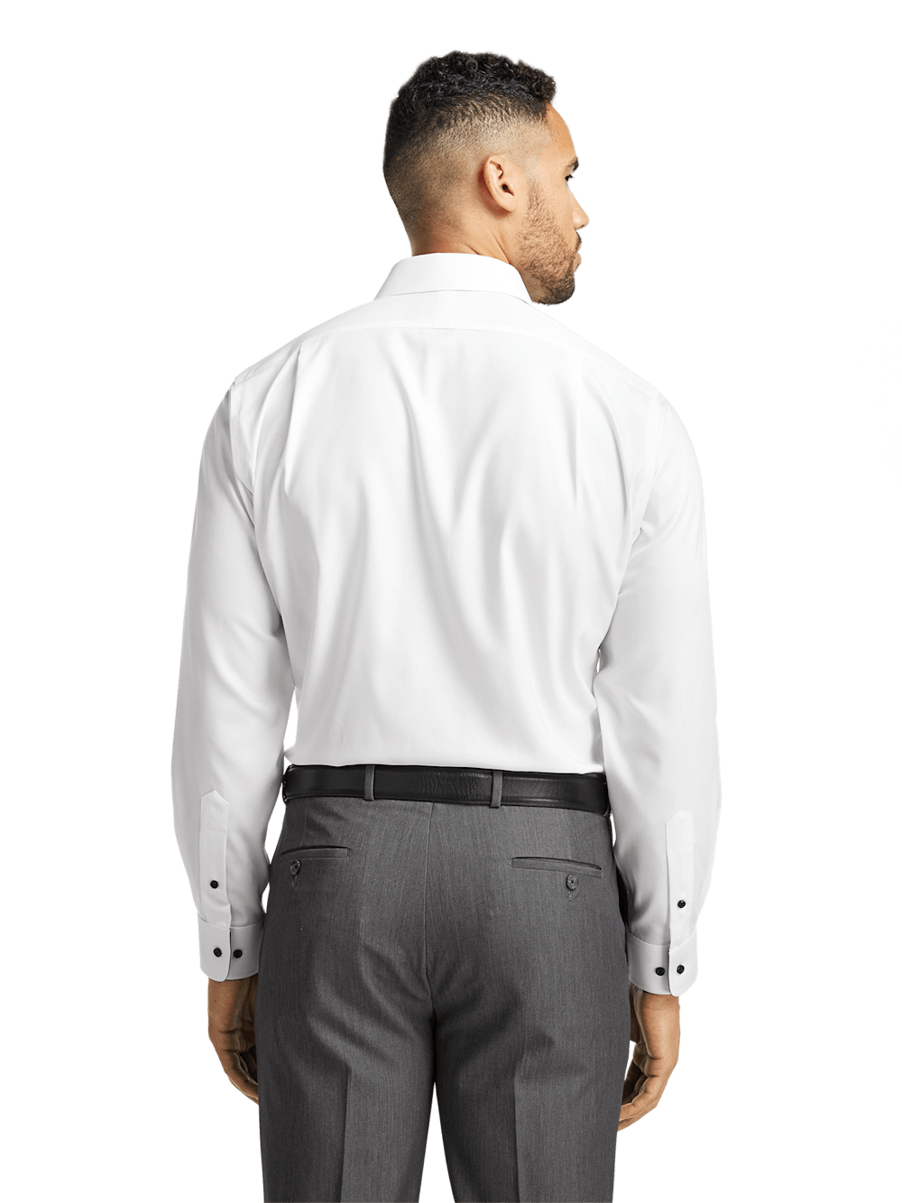 Comfort Stretch Non-Iron Solid Dress Shirt With Contrast Trim - White/ Paul Fredrick Comfort Stretch Non-Iron Solid Dress Shirt With Contrast Trim - White/ Paul Fredrick