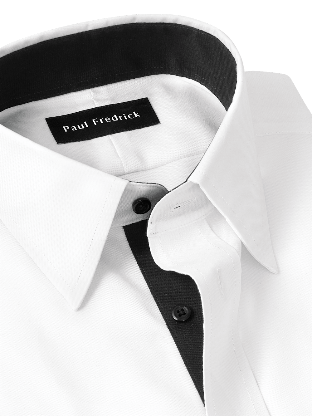 Comfort Stretch Non-Iron Solid Dress Shirt with Contrast Trim - White/Black Slim Fit / 14.5 / 32 Comfort Stretch Non-Iron Solid Dress Shirt with Contrast Trim - White/Black Slim Fit / 14.5 / 32
