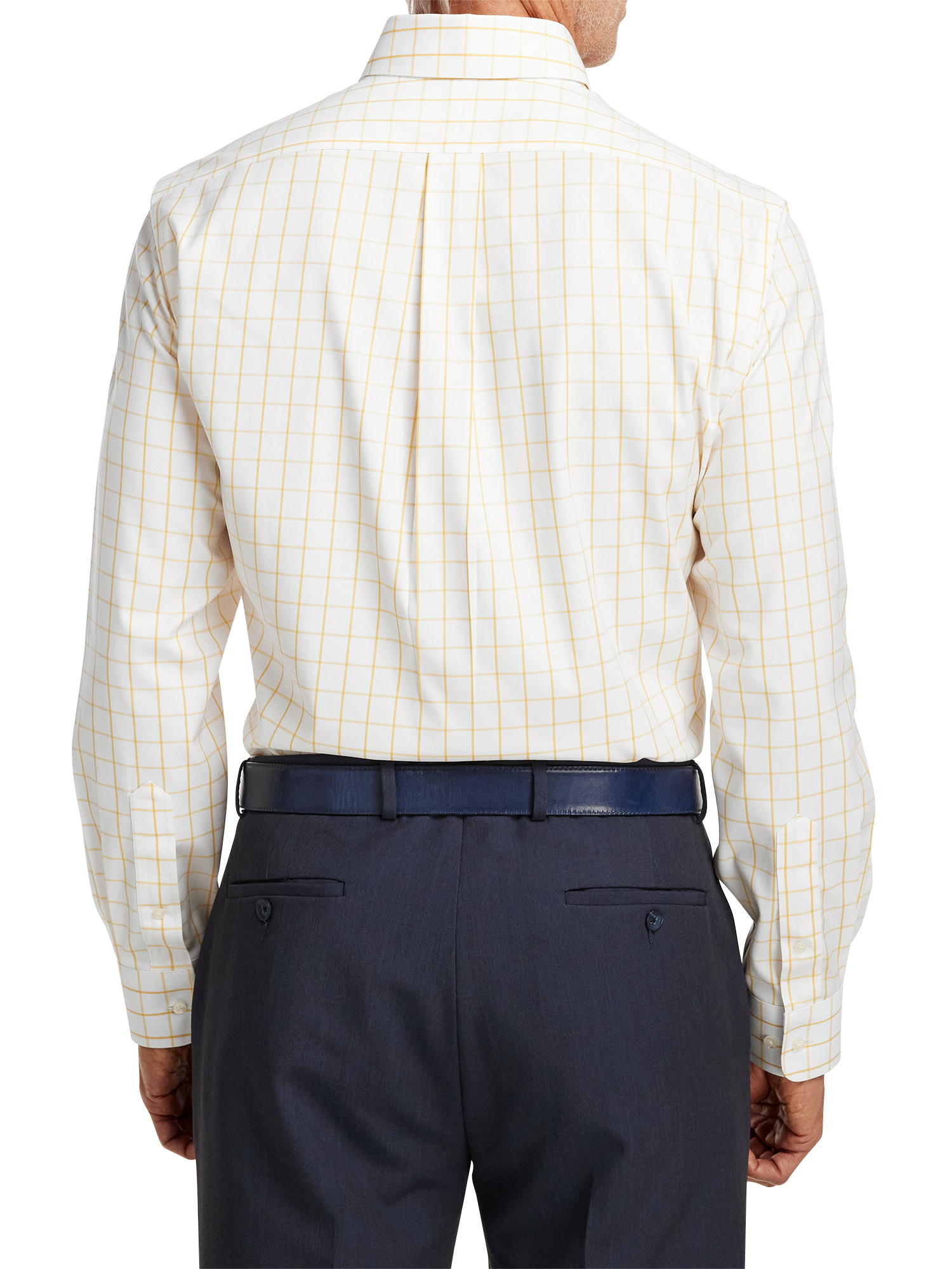 Comfort Stretch Non-Iron Check Dress Shirt With Contrast Trim - Yellow