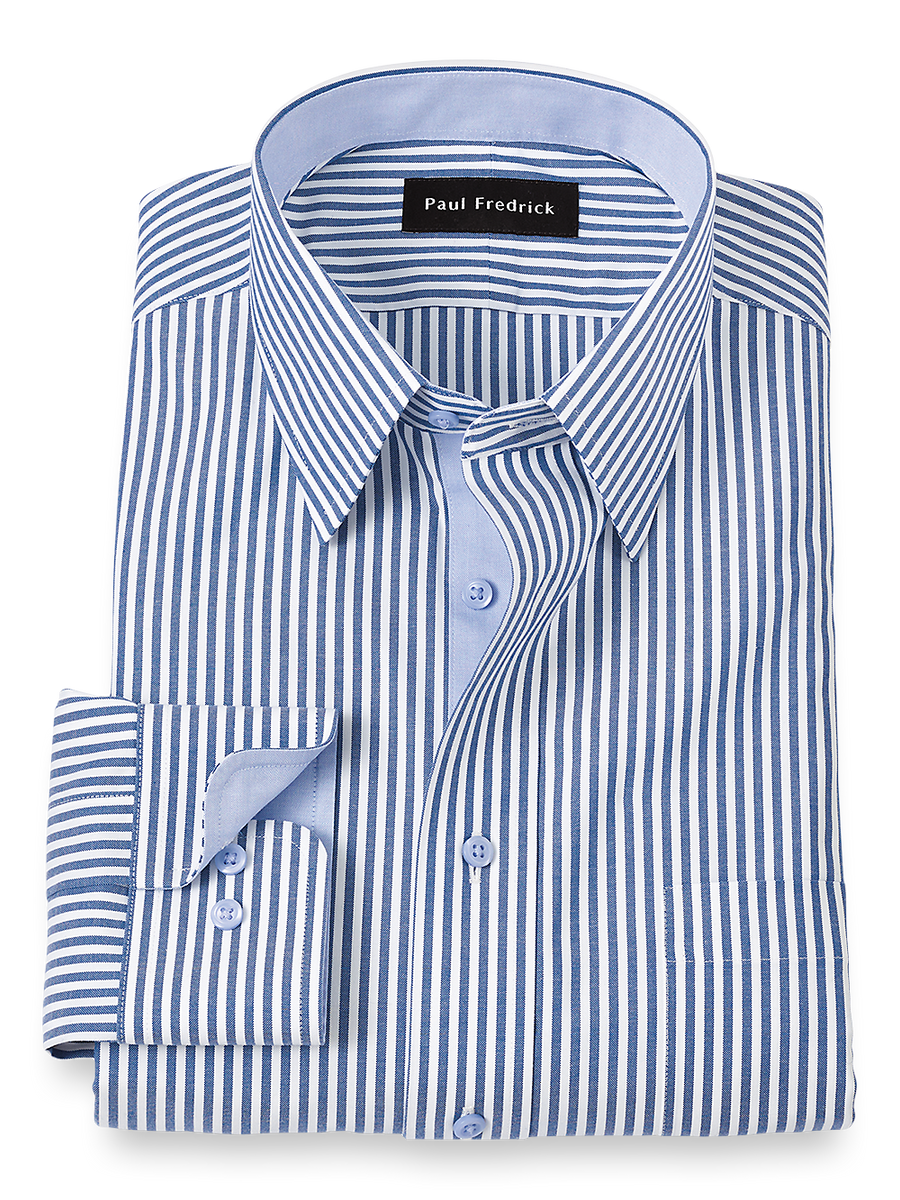【SATIIIZ】Dias Roll-up Check Shirt Comfort Stretch Non-Iron Stripe Dress Shirt With Contrast