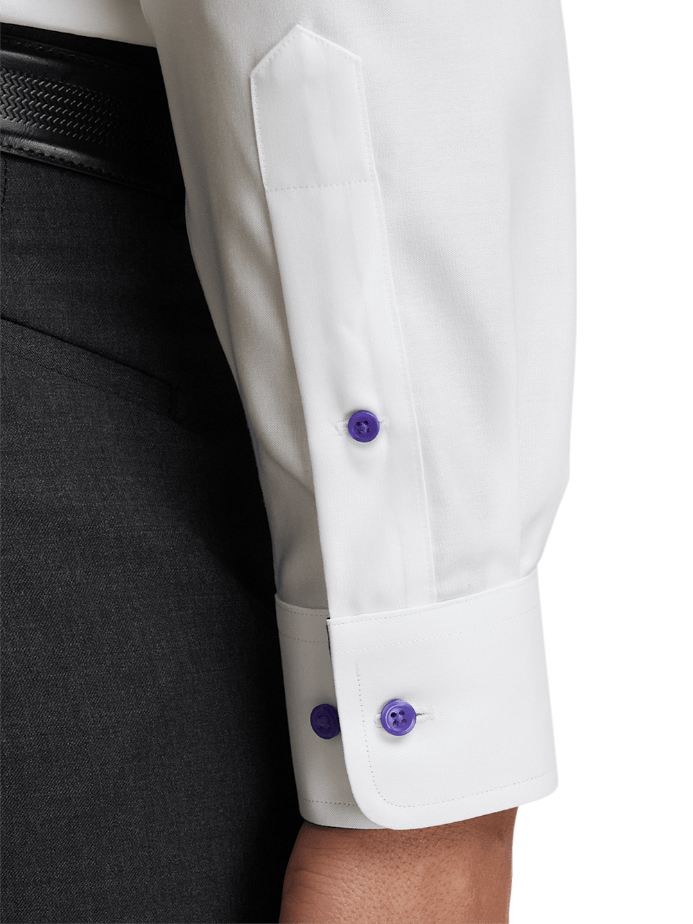 Alternate Image of Comfort Stretch Non-iron Solid Dress Shirt With Contrast Trim-3
