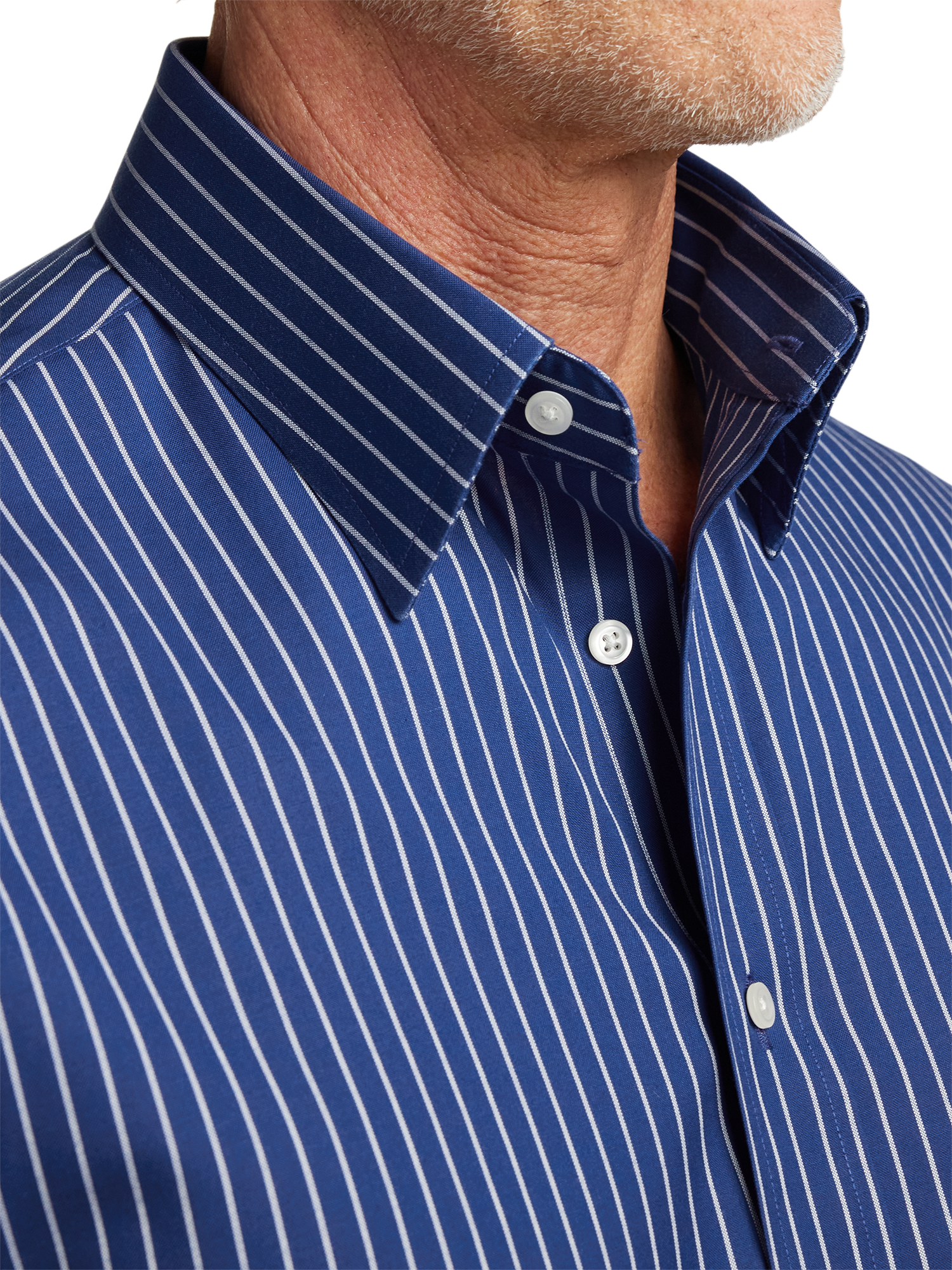 Comfort Stretch Non-Iron Stripe Dress Shirt - Cobalt
