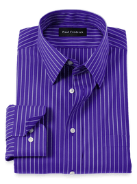 Comfort Stretch Non-Iron Stripe Dress Shirt - Purple