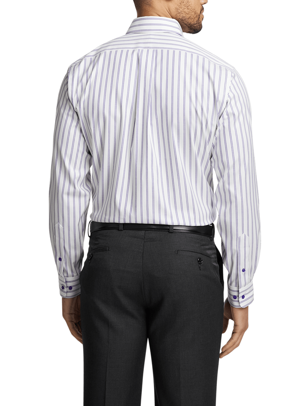 Alternate Image of Comfort Stretch Non-iron Stripe Dress Shirt With Contrast Trim-4