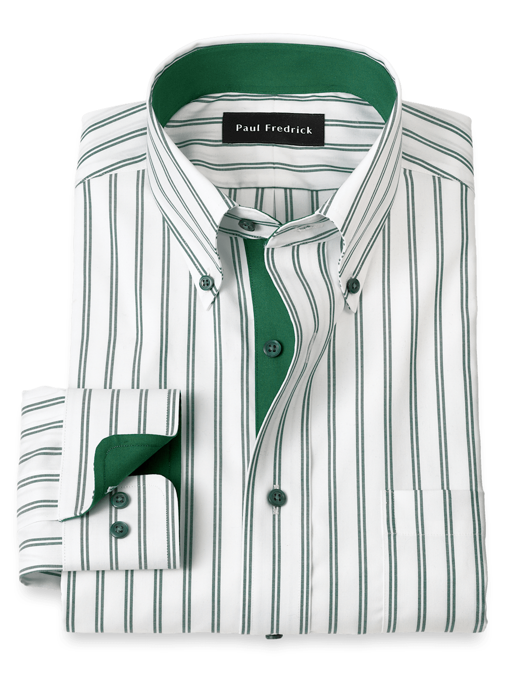 Comfort Stretch Non-Iron Stripe Dress Shirt With Contrast Trim - Green –  Paul Fredrick